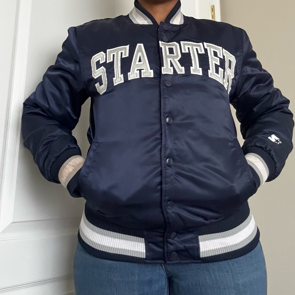 STARTER Women's Navy Varsity Jacket